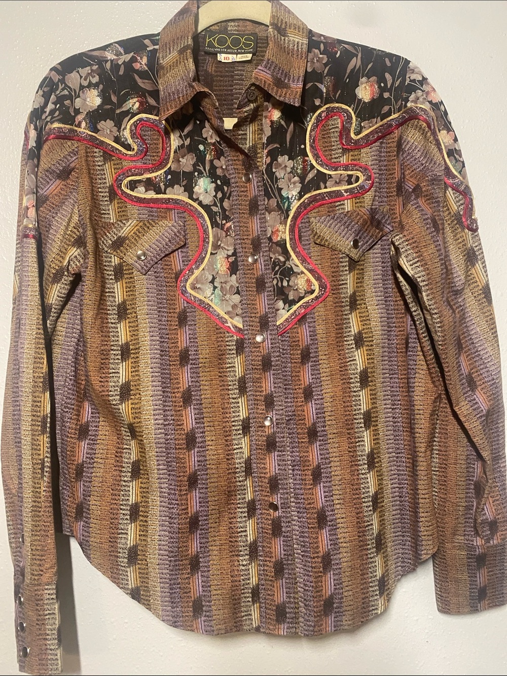 VGT Brown Patterned Western Button-Down Shirt